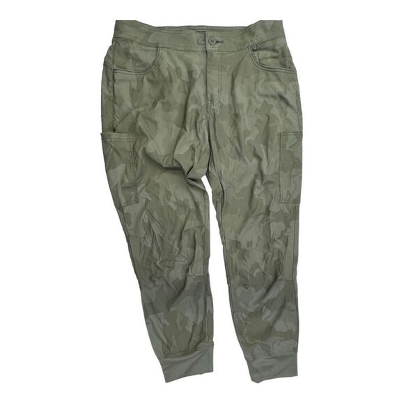 PrAna Women's Mid-Rise Flat Front Standard Fit Jogger Pants Camouflage Size 12 - Picture 6 of 9